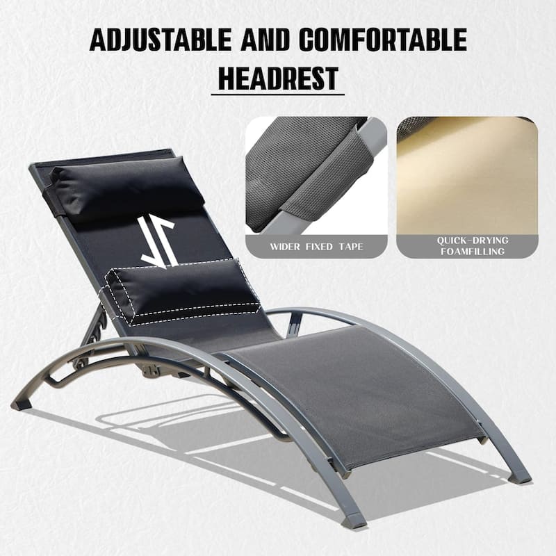 GDFStudio - Noah Adjustable Outdoor Chaise Lounge Patio Recliner Chair Set of 2