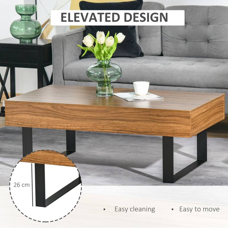 HOMCOM Industrial Coffee Table with Drawer, Functional Table w/ Metal Legs, for Living Room Office