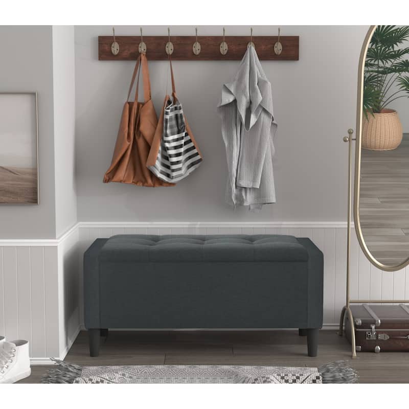 Braylen Upholstered Flip Top Storage Bench - Big - Gunmetal