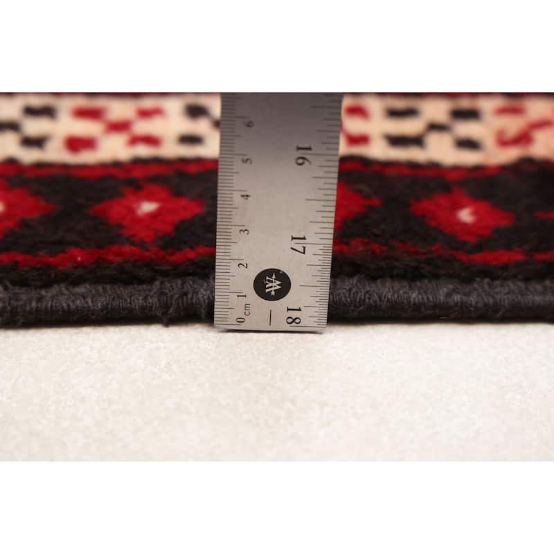 ECARPETGALLERY Hand-knotted Baluch Red Wool Rug - 3'8 x 6'7
