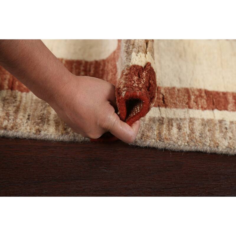Wool Geometric Gabbeh Kashkoli Oriental Area Rug Hand-knotted Carpet - 3'5" x 5'3"