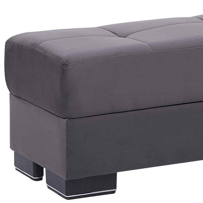 HomeRoots 50" Gray and Brown Microfiber Storage Ottoman