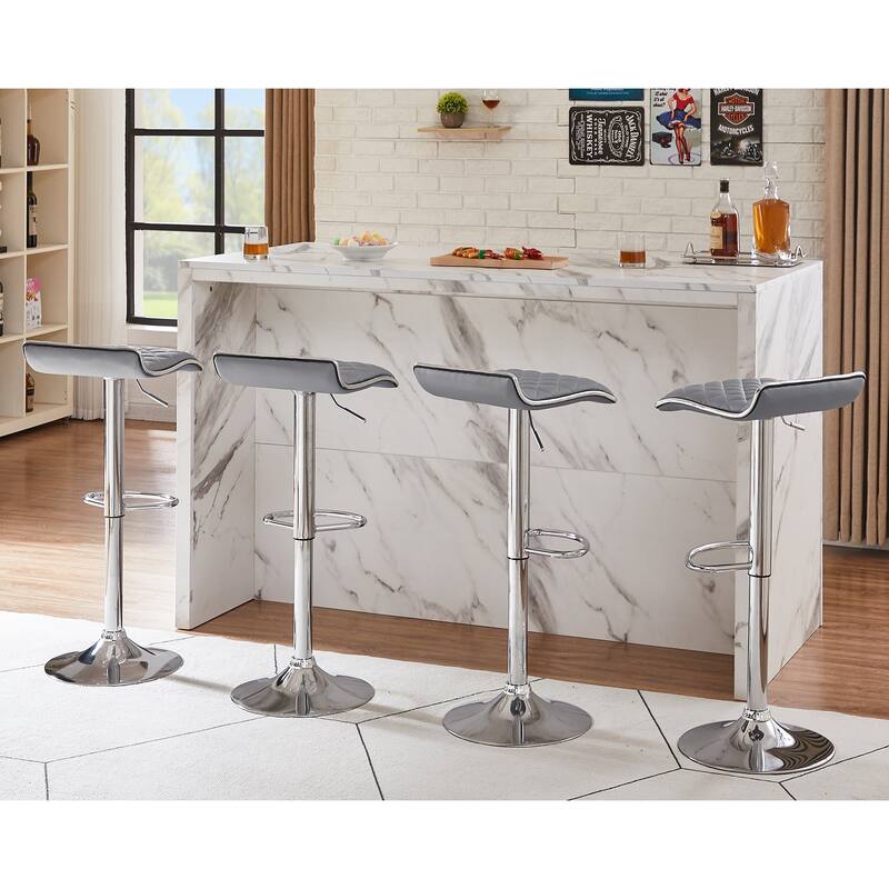 VECELO Barstools Adjustable Height Faux Leather Backless Modern Swivel Bar Stools (Set of 2)-Five colors