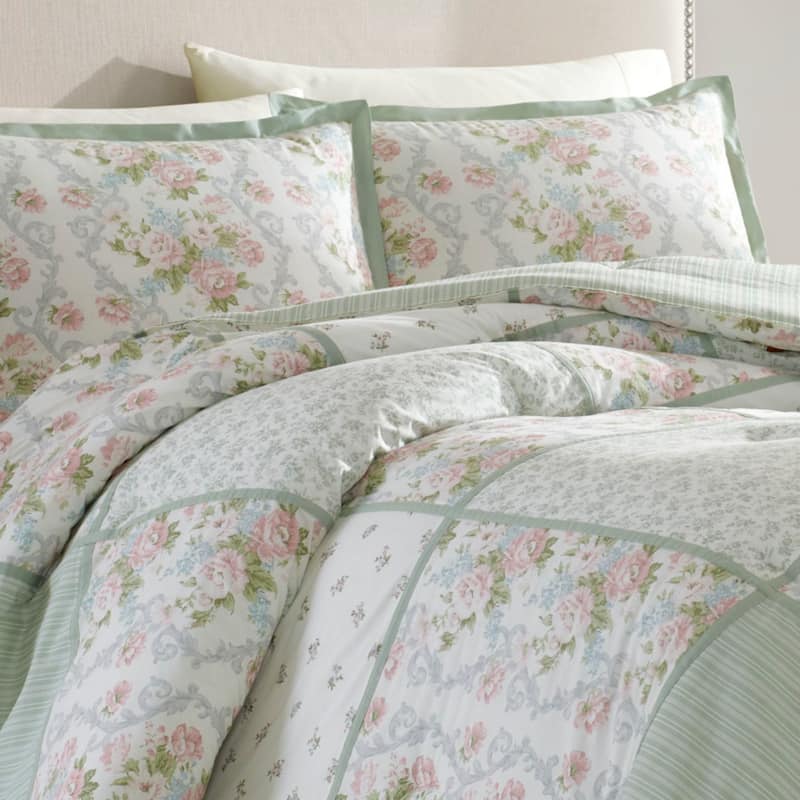 Laura Ashley Harper Green Cotton Comforter Set