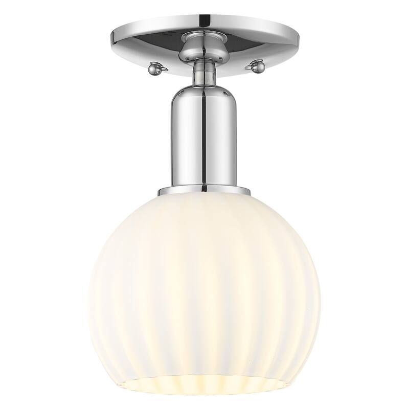 Innovations Lighting 716-1C-10-6 White Venetian Semi-Flush White - Polished Chrome / White Venetian