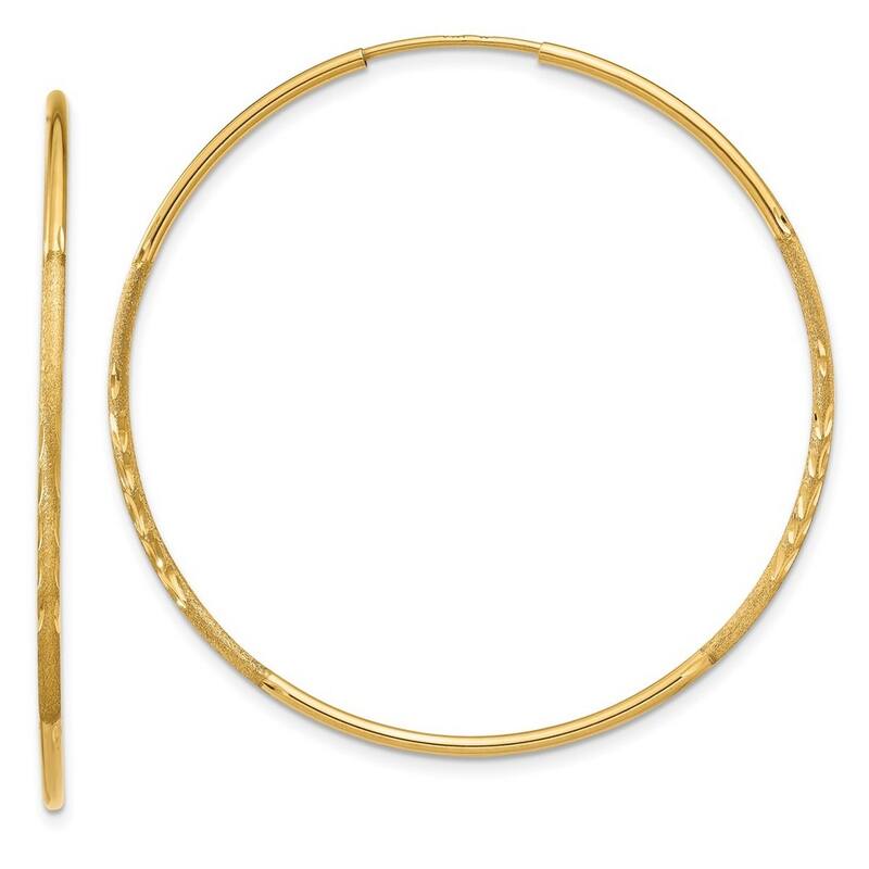 Curata 14k Yellow Gold Sparkle Cut Endless Hoop Earrings - 41x41mm