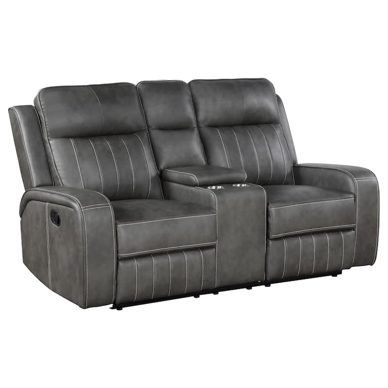 Raelynn Upholstered Track Arm Motion Loveseat Grey - Grey