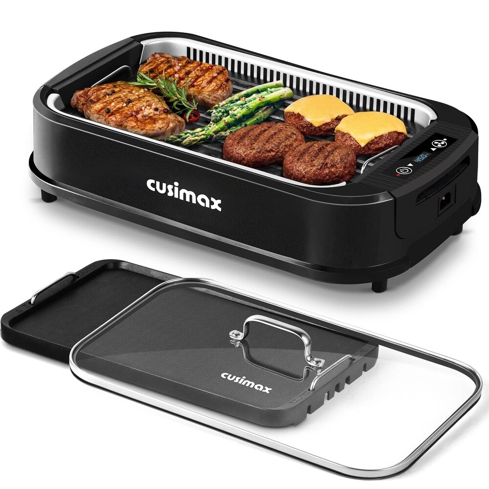 Techwood Smokeless Indoor Table Grill,1500W Electric Korean BBQ Grill with  Tempered Glass Lid,Removable Grill and Griddle Plates with Drip Tray,Fast  Heat Up,Dishwasher Safe
