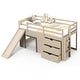 preview thumbnail 1 of 6, 3-In-1 Twin Loft Bed with Slide Ladder Drawers for Kids Teens-Beige Beige