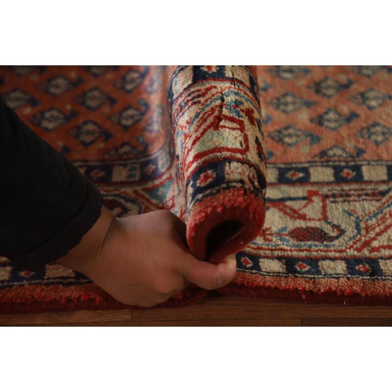 Hand Knotted Oriental 100% Wool Carpet Traditional All-Over Red Botemir Runner Rug - 10' 3'' X 3' 4''