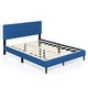 preview thumbnail 2 of 18, Costway Queen Upholstered Platform Bed Mattress Foundation Button Blue