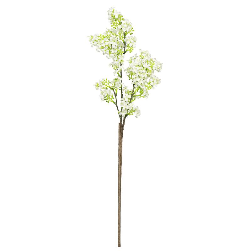Set of 2 White Artificial Lilac Flower Stem Spray 27in - 27" L x 6" W x 4" DP