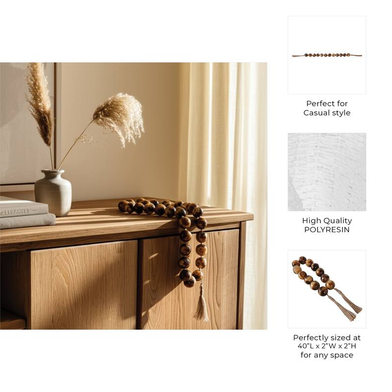 Resin Modern Decorative Beads with Jute Detailing and Textured Accents