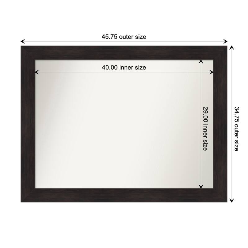 Furniture Espresso Framed Non-Beveled Custom Wall Mirror, Bathroom Vanity Mirror - Outer Size: 45.75 x 34.75