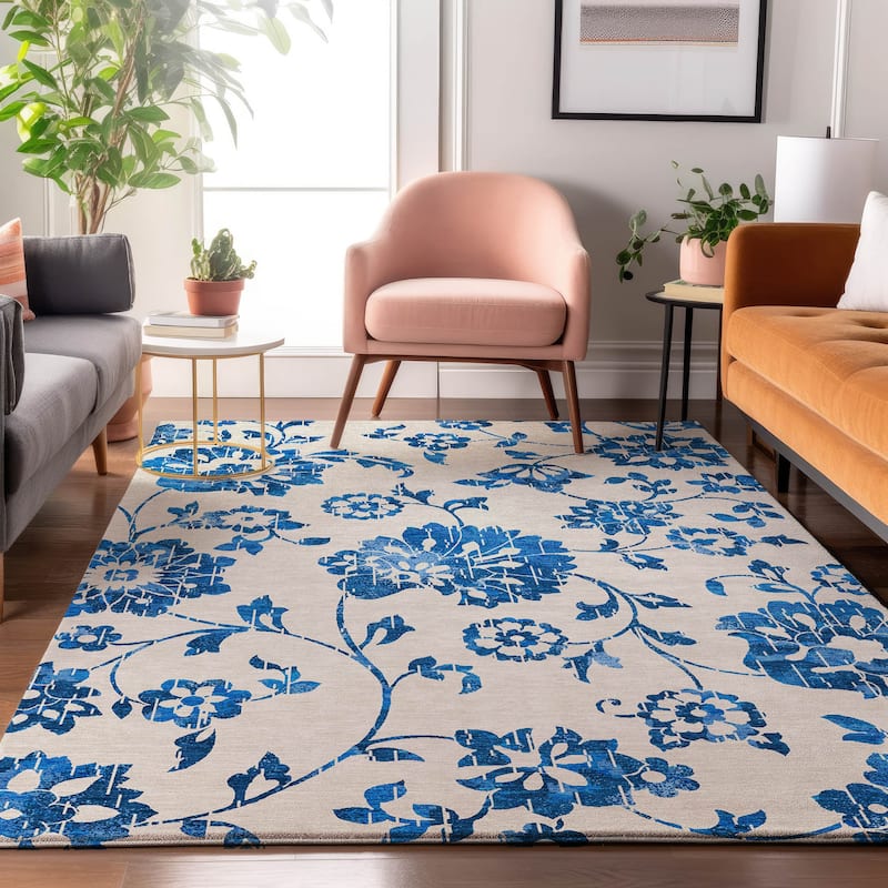 Premium Washable Super Soft Floral Whimsy Mayfield Rug - White - 8' x 10'