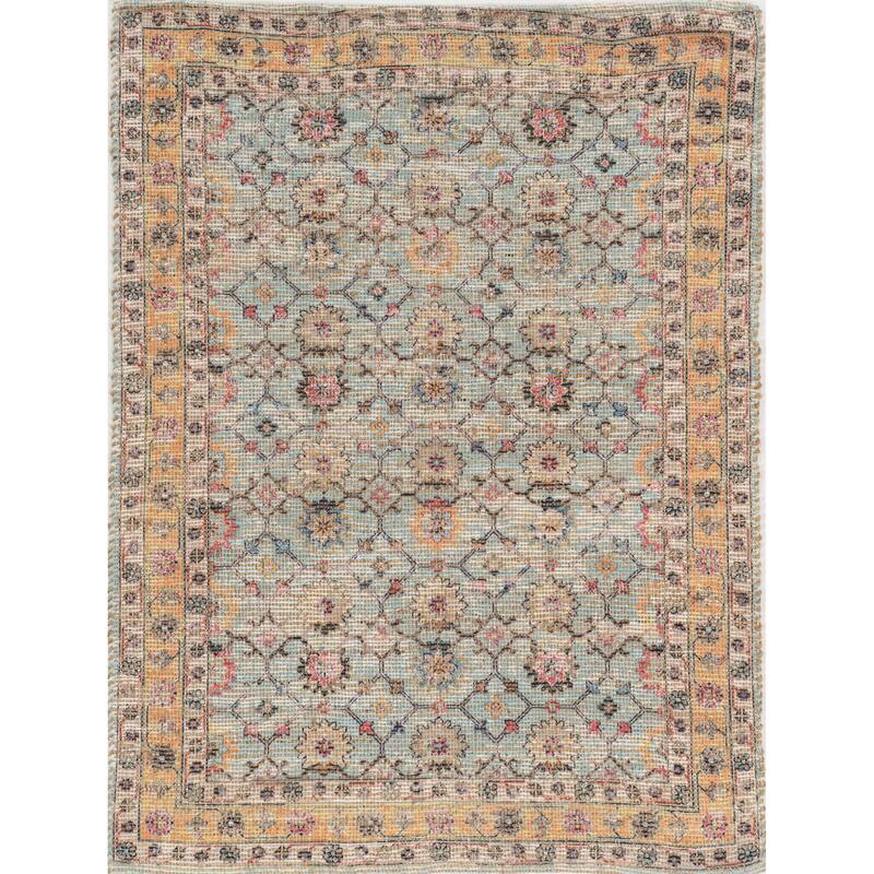 The Curated Nomad Lamartine Hand-woven Jute Floral Medallion Area Rug - 5' x 7' - Spa