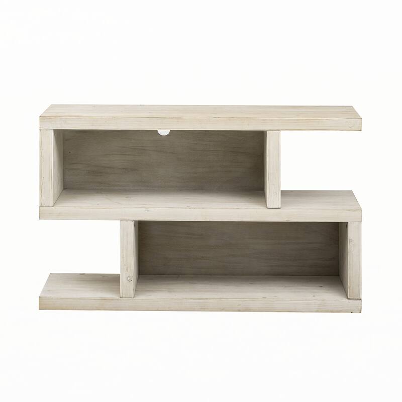 Retro Entryway Table with 2-Tier Open Shelf(Natural)
