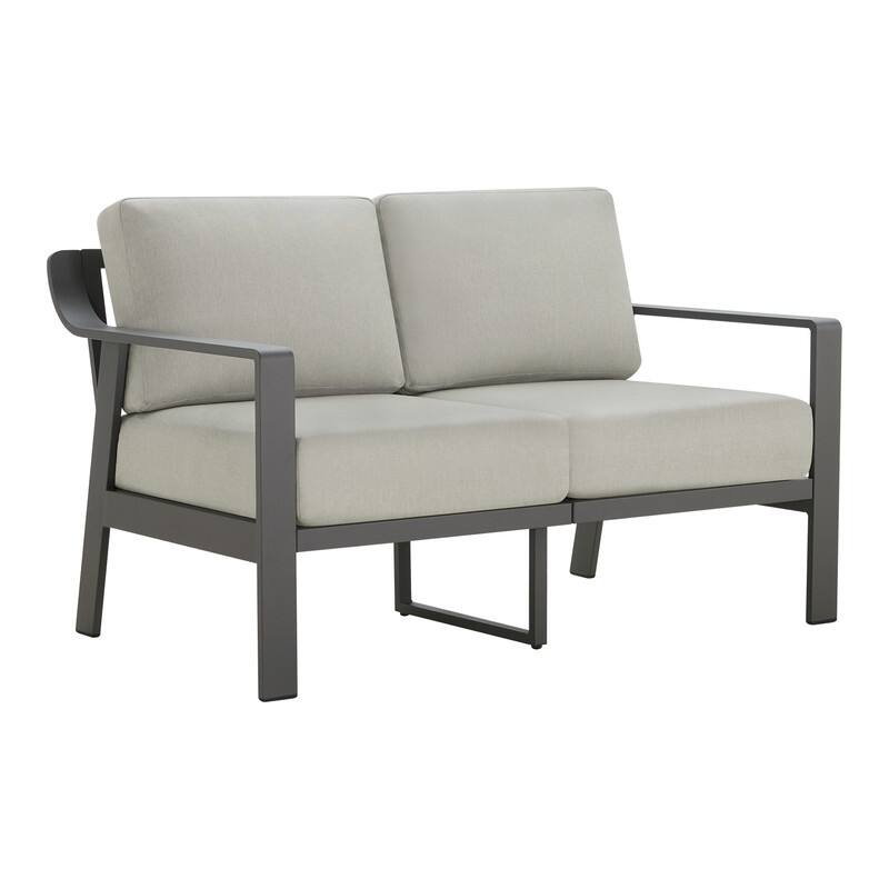 Spruce & Spring Outdoor Patio Furniture Set Aluminum Sofa Accent Chair - Loveseat - Light Gray