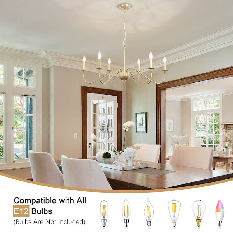 6-Light Farmhouse Candlestick Hanging Linear Chandelier Lighting Fixture for Dining Room Kitchen Island