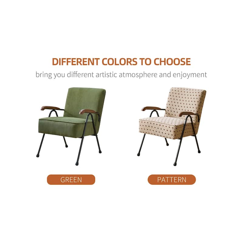 Green Modern 20" High Back Upholstered Accent Chair with Metal Legs and Soft Padded
