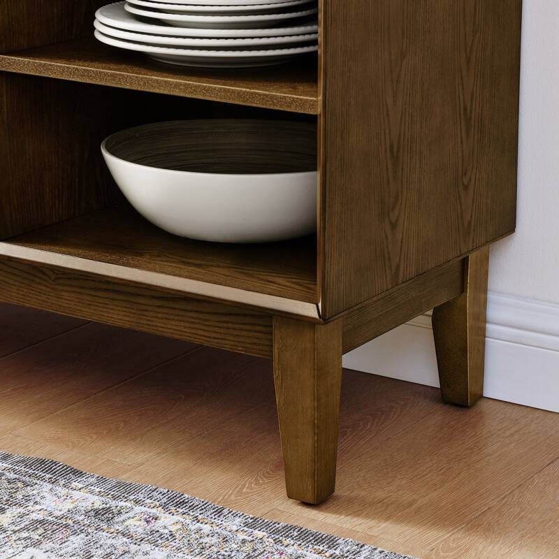 47.3" Sideboard Buffet Cabinet with Storage, Farmhouse Fluted Sideboard with 2 Doors & Solid Wood Feet, TV Media Console