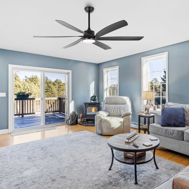 64" Large Propeller LED Ceiling Fan with Remote Control and Light Kit