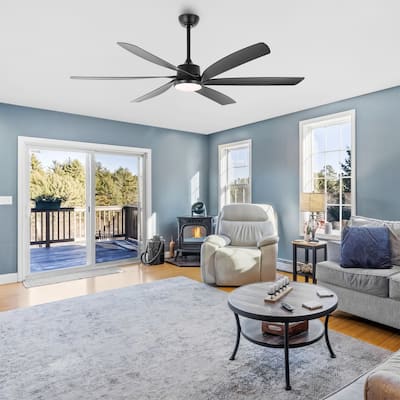 64" Large Propeller LED Ceiling Fan with Remote Control and Light Kit