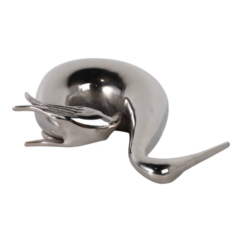 Metal Sculpture Stylish Swan Bowling Figurine Home Decor - 11" Silver - 7" x 3.5" x 11"