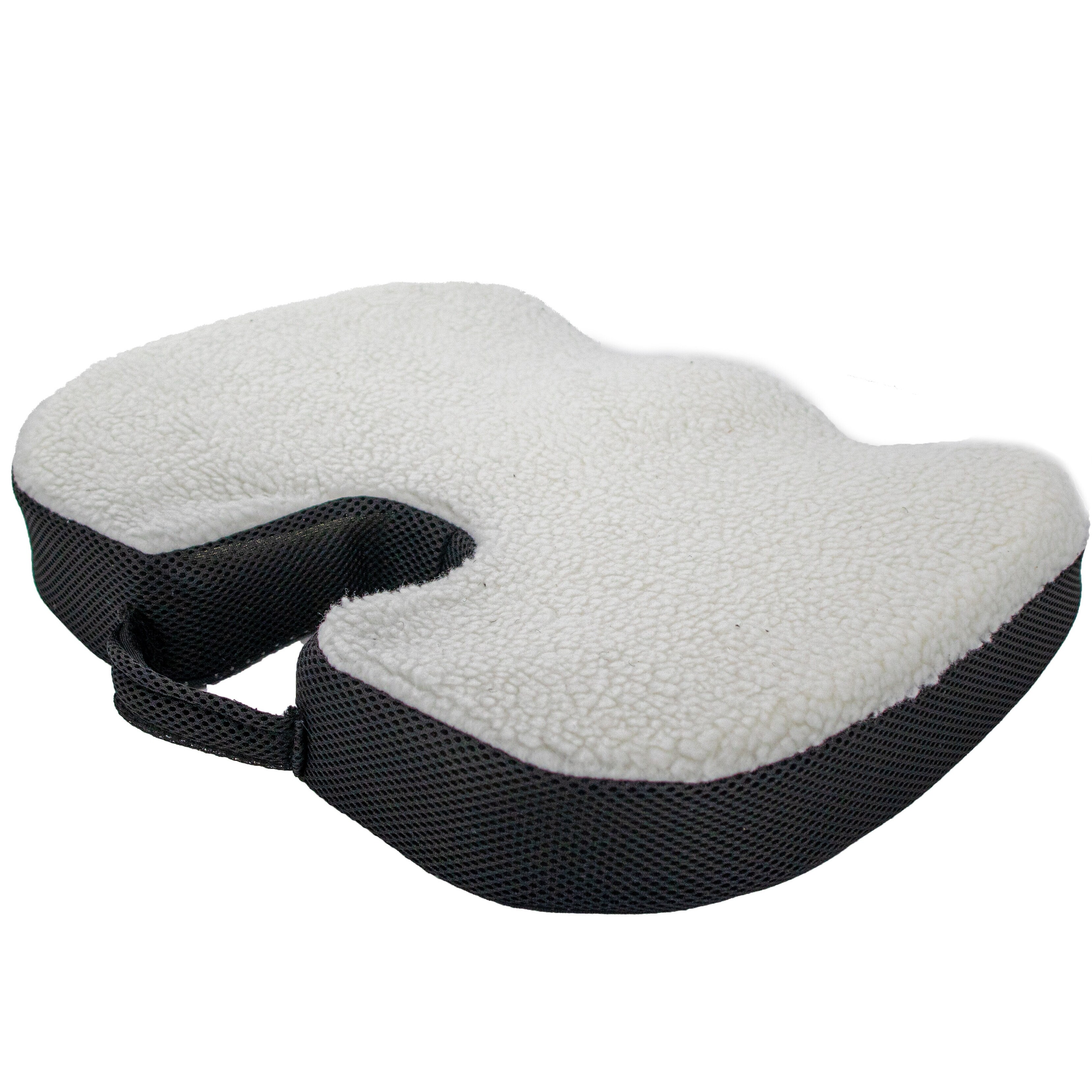 Ergonomic Memory Foam Seat Cushion w/ Plush Fleece Sherpa Top, Non