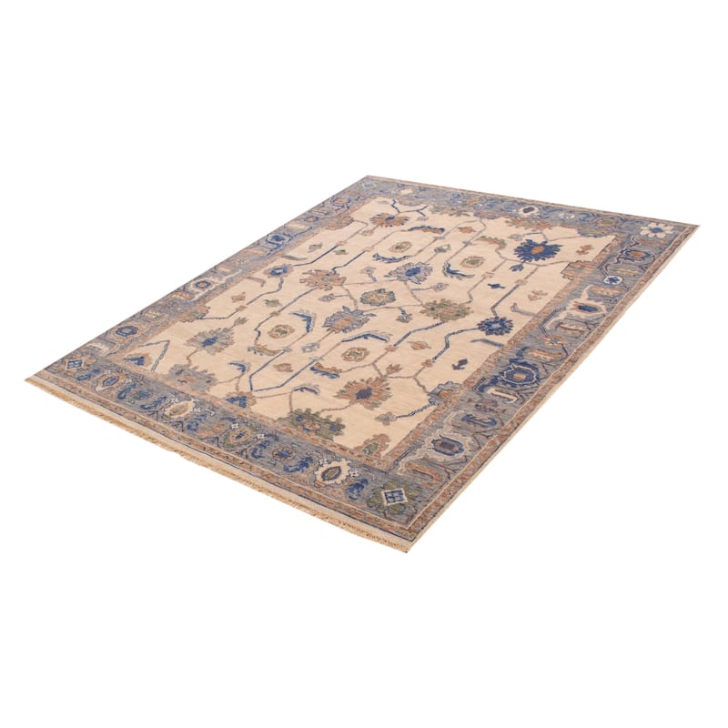 ECARPETGALLERY Hand-knotted Modern Oushak Cream Wool Rug - 8' x 9' 10"