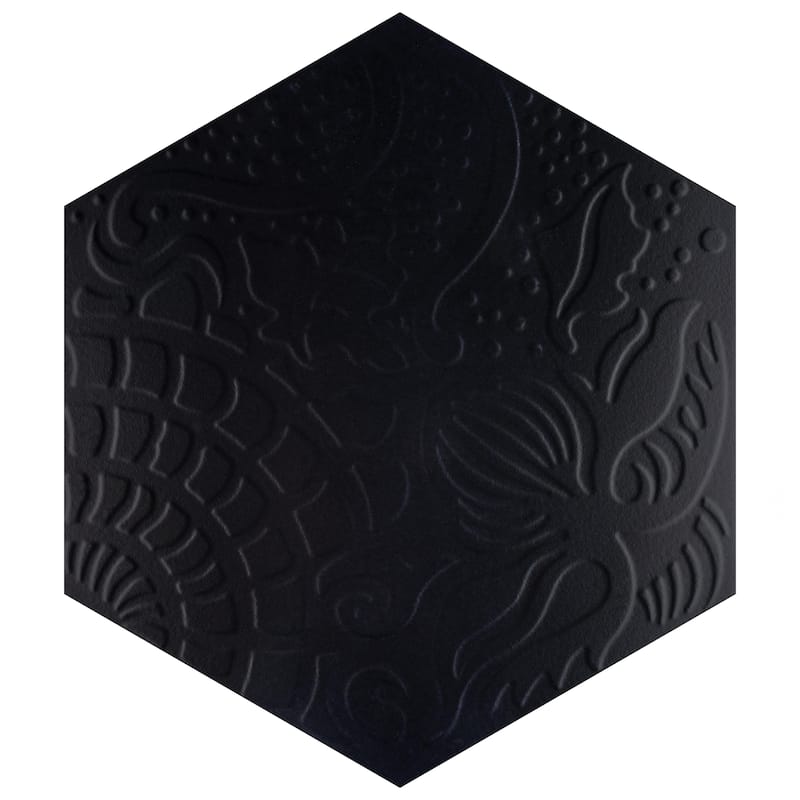 Merola Tile Gaudi Grand Hex Black 19" x 22" Porcelain Floor and Wall Tile