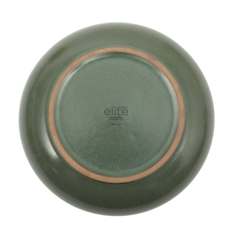 Gibson Elite Beckett 4-Piece Dinner Bowl Set - Reactive Glaze Stoneware - Shallow Pasta Bowls
