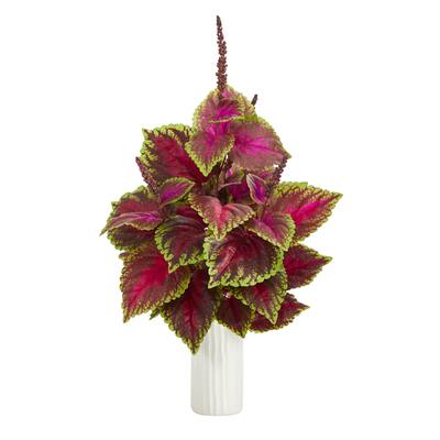 25" Coleus Artificial Plant Artificial Plant in White Planter