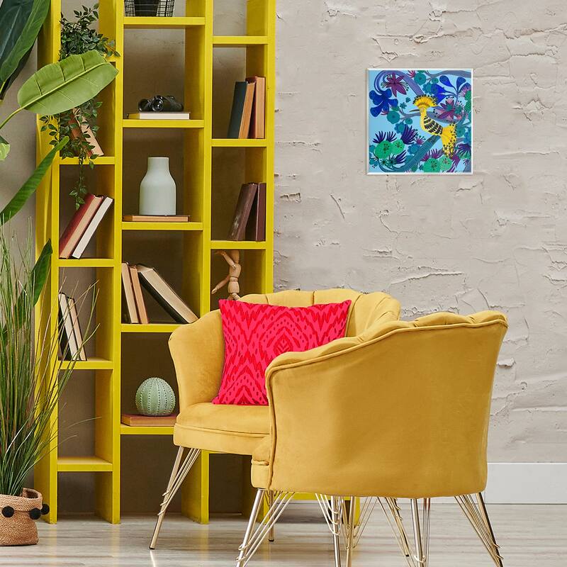 Stupell Whimsical Yellow Bird & Flowers Wall Plaque Art Design By Kay Widdowson