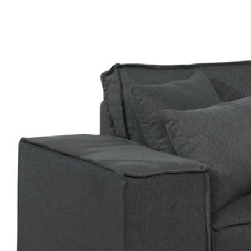 Melro Modular Sectional Sofa w Ottoman, 5 Pillows, Dark Gray, 99 Inch