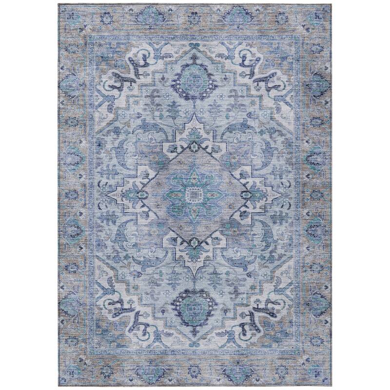 Machine Washable Indoor/Outdoor Traditional Vintage Chantille Rug