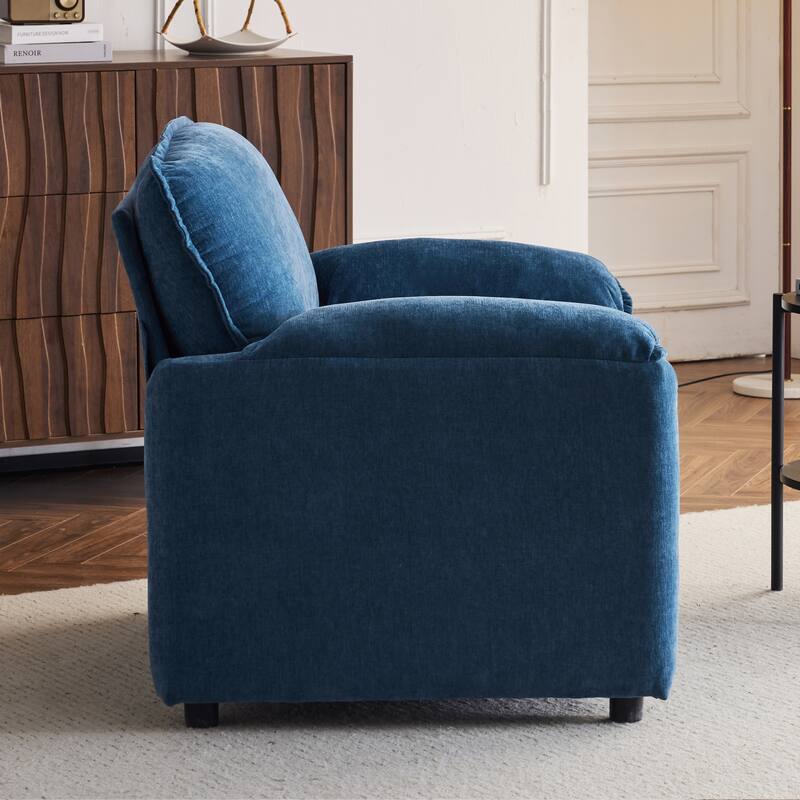 Oversized Chenille Bean Bag Chair, High Back Reading Armchair, Comfy Fluffy Sofa Chair with Cushions & Wide Seat