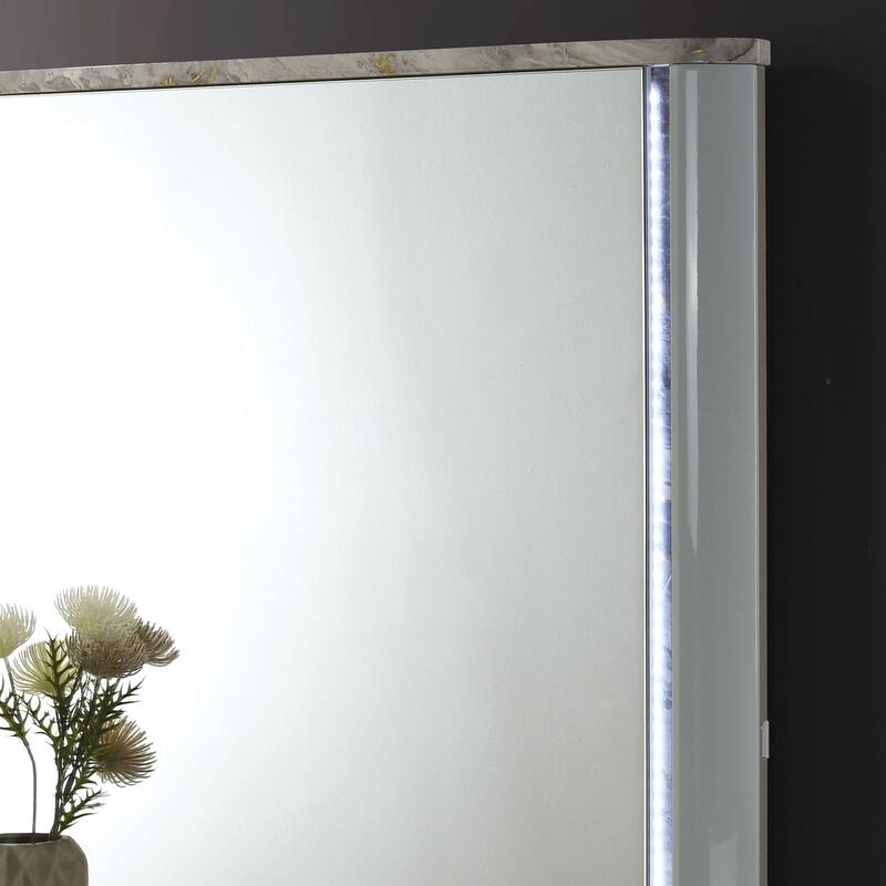 Furniture of America Sherri Modern 6-Piece Light Grey Solid Wood Kids Platform Bedroom Set with LED