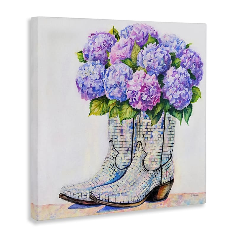 Stupell Hydrangea Filled Cowgirl Boots Canvas Wall Art Design By Amanda Greenwood