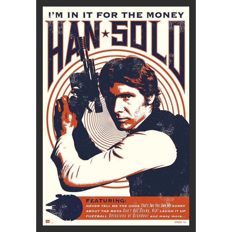 Star Wars Han Solo I'm In It For The Money Framed Poster - 24 x 36 Inch