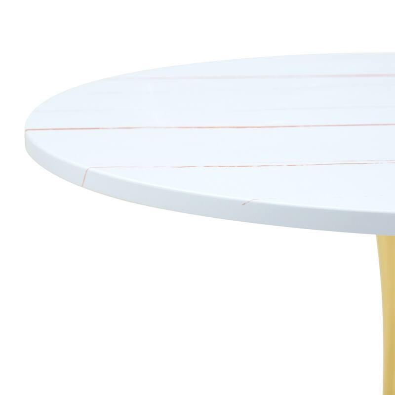 Round Thickened Table Top Coffee Table, Metal Pedestal Side Table Modern Bistro Table