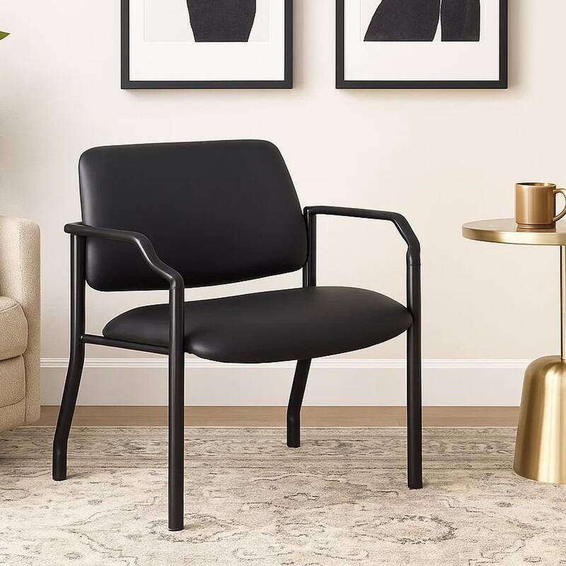 Theo XL Wide Guest Chair, 500 lbs, Black Antimicrobial Vinyl