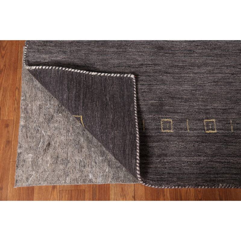 Charcoal Gabbeh Indian Area Rug Handmade Wool Carpet - 4'11"x 7'10"