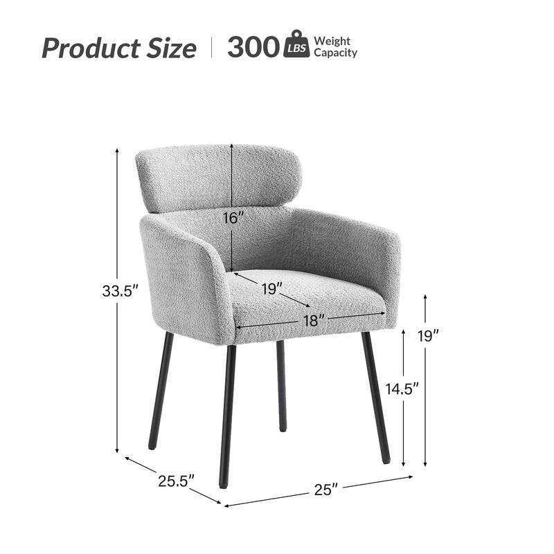 Amos Modern Boucle Dining Chair with Adjustment Feet Set of 4 by HULALA HOME