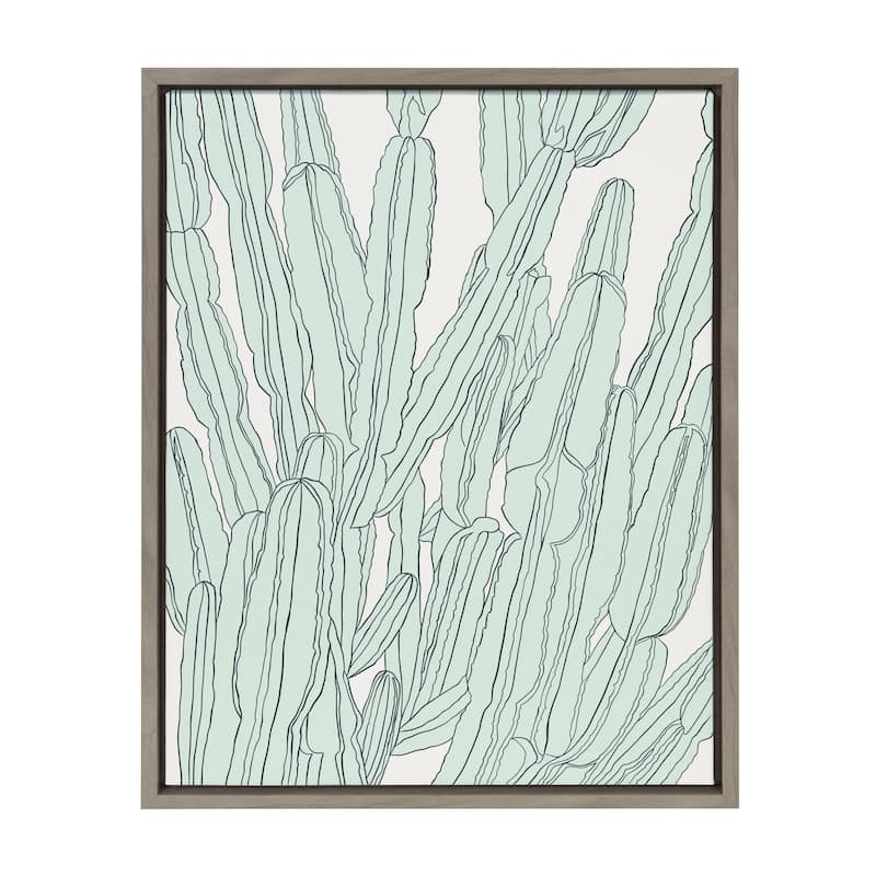 Kate and Laurel Sylvie Cacti Garden Framed Canvas by Alicia Schultz