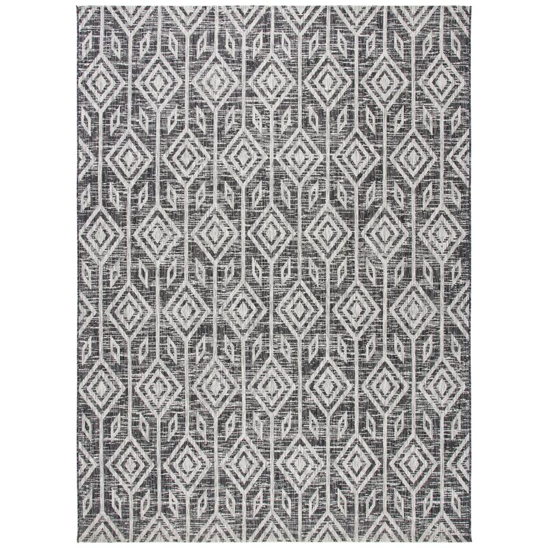 SAFAVIEH Courtyard Isola Indoor/ Outdoor Waterproof Patio Backyard Rug - 8' x 11' - Black/Grey