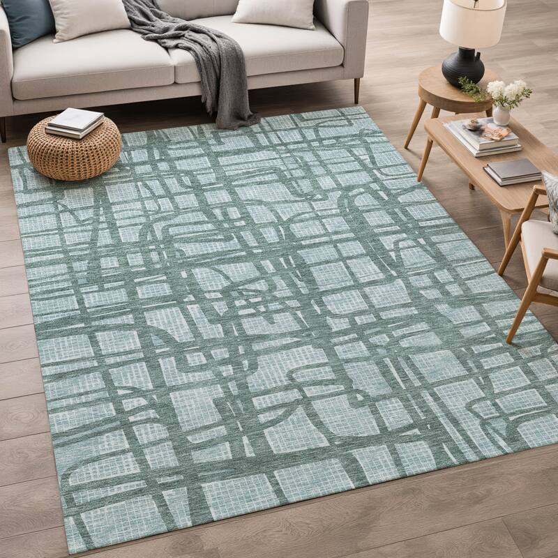 Machine Washable Indoor/ Outdoor Modern Centurion Chantille Rug