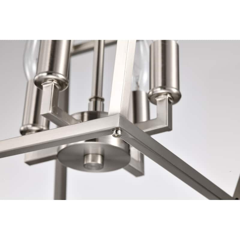 Brushed Nickel 4-Light 12 in. Cage Lantern Farmhouse Semi-flush Mount - Brushed Nickel