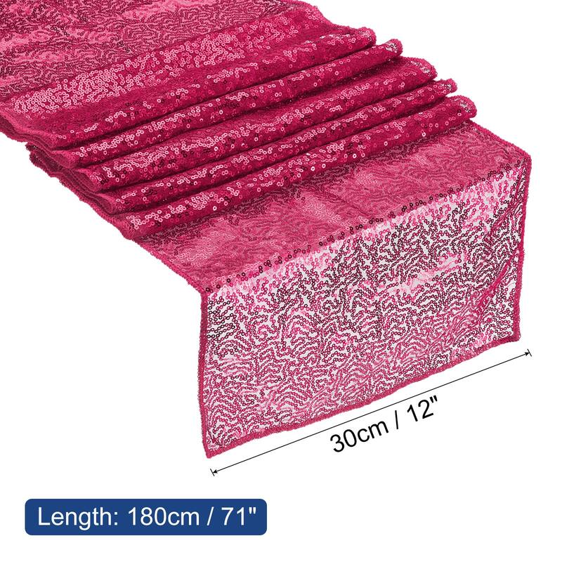 Table Runner, Long Shining Sequin Table Runner - Rose Red - 71" x 12"