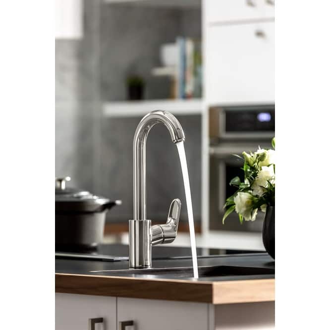 Hansgrohe Focus High-Arc Bar Faucet with Quick Clean Aerator -